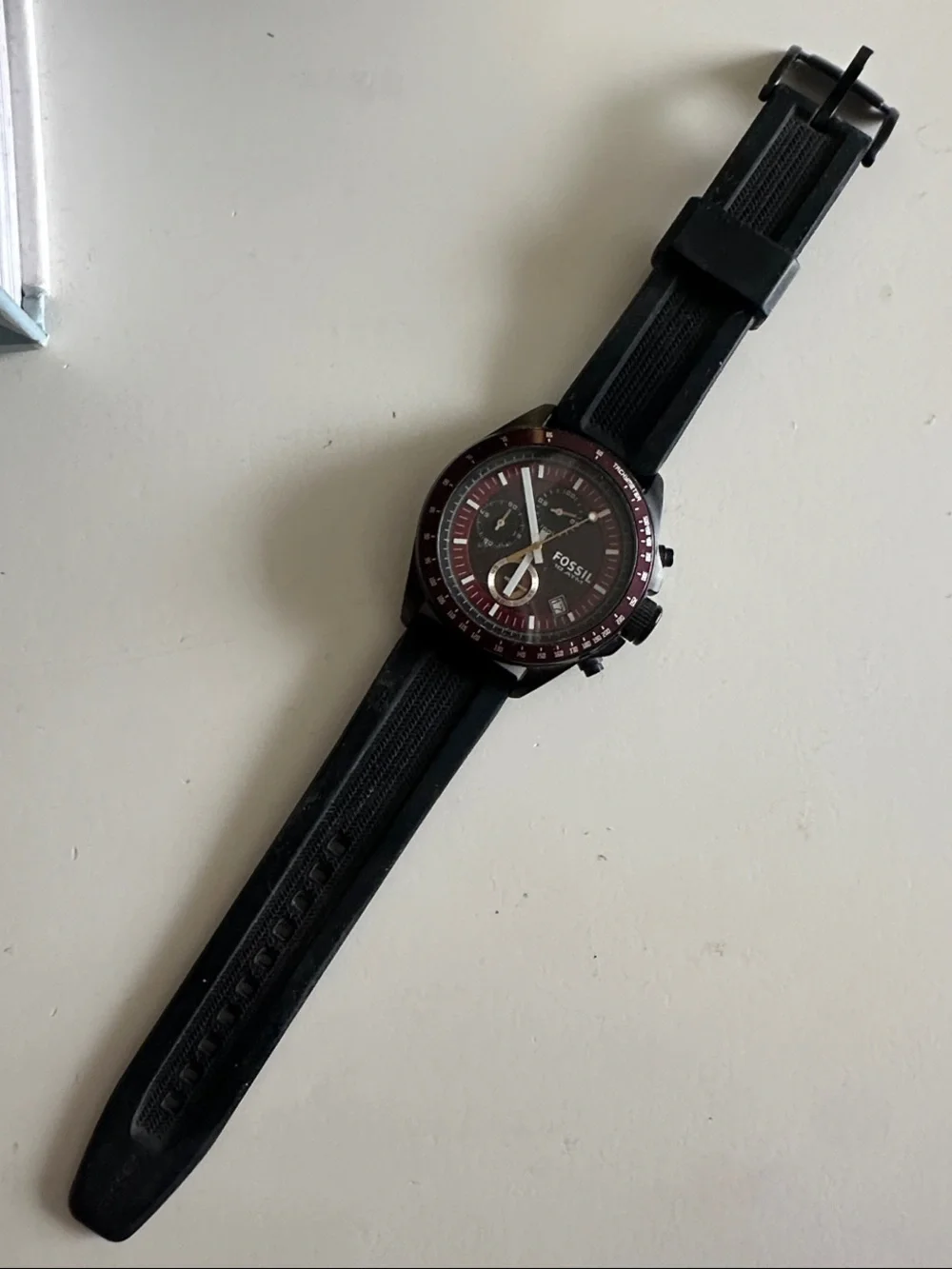 Fossil Keaton Chronograph CH2816 Men's Watch – Black/Burgundy – Needs Battery
